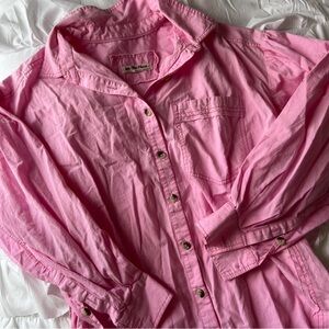 Free People Pink Long Sleeve Button Down